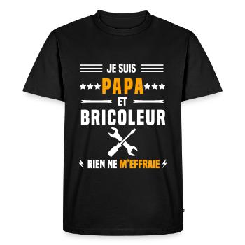 papa bricoleur rien ne m'effraie papa bricolage - T-shirt Premium bio Homme - noir - Devant - Nico (187cm)