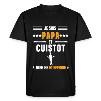 papa cuistot rien ne m'effraie papa cuisine - T-shirt Premium bio Homme - noir - Devant - Nico (187cm)