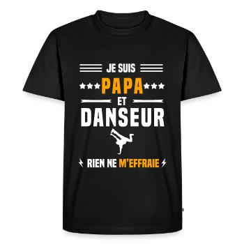papa danseur rien ne m'effraie papa danse - T-shirt Premium bio Homme - noir - Devant - Nico (187cm)