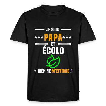 papa écolo rien ne m'effraie papa écologie - T-shirt Premium bio Homme - noir - Devant - Nico (187cm)