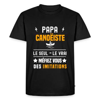 papa canoëiste le seul le vrai papa canoë - T-shirt Premium bio Homme - noir - Devant - Nico (187cm)