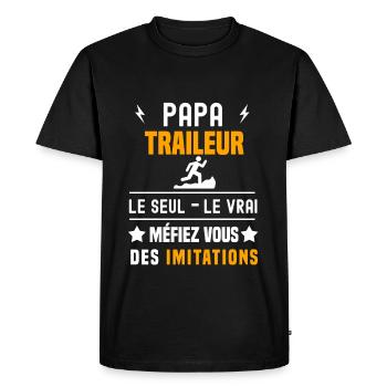 papa traileur le seul le vrai papa trail - T-shirt Premium bio Homme - noir - Devant - Nico (187cm)