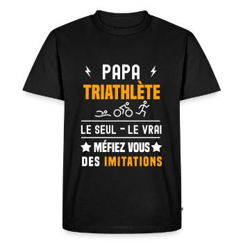 papa triathlète le seul le vrai papa triathlon - T-shirt Premium bio Homme - noir - Devant - Nico (187cm)