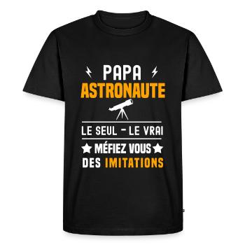 papa astronaute le seul le vrai papa astronomie - T-shirt Premium bio Homme - noir - Devant - Nico (187cm)