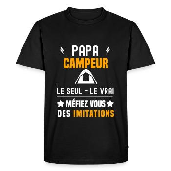 papa campeur le seul le vrai papa camping - T-shirt Premium bio Homme - noir - Devant - Nico (187cm)