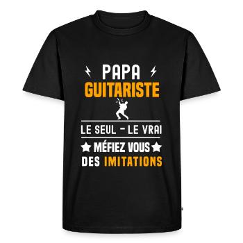 papa guitariste le seul le vrai papa guitare - T-shirt Premium bio Homme - noir - Devant - Nico (187cm)