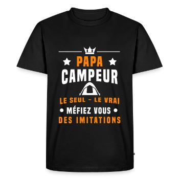 papa campeur méfiez vous imitations camping - T-shirt Premium bio Homme - noir - Devant - Nico (187cm)