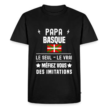 papa basque drapeau le seul le vrai pays basque - T-shirt Premium bio Homme - noir - Devant - Nico (187cm)