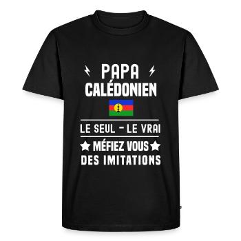papa Calédonien drapeau le seul le vrai calédonie - T-shirt Premium bio Homme - noir - Devant - Nico (187cm)