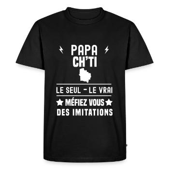 papa ch'ti le seul le vrai nord - T-shirt Premium bio Homme - noir - Devant - Nico (187cm)