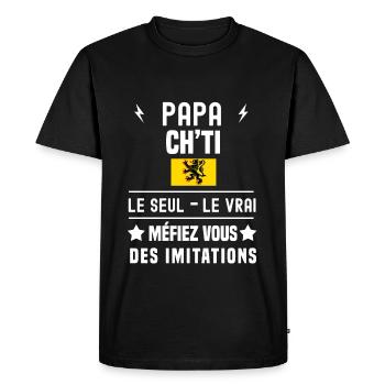 papa ch'ti drapeau le seul le vrai nord - T-shirt Premium bio Homme - noir - Devant - Nico (187cm)