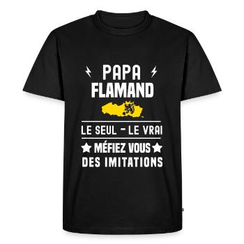papa flamand homme le seul le vrai flandre - T-shirt Premium bio Homme - noir - Devant - Nico (187cm)