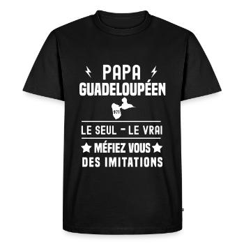papa guadeloupéen 971 le seul le vrai guadeloupe - T-shirt Premium bio Homme - noir - Devant - Nico (187cm)