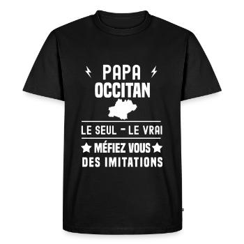 papa occitan région le seul le vrai occitanie - T-shirt Premium bio Homme - noir - Devant - Nico (187cm)