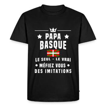 papa basque drapeau méfiez vous imitations - T-shirt Premium bio Homme - noir - Devant - Nico (187cm)
