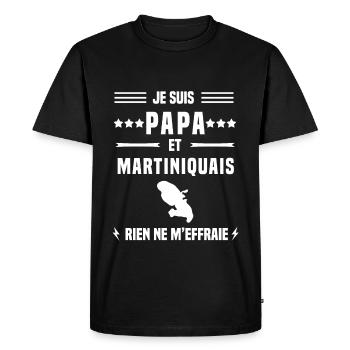 papa martiniquais rien ne m'effraie martinique - T-shirt Premium bio Homme - noir - Devant - Nico (187cm)