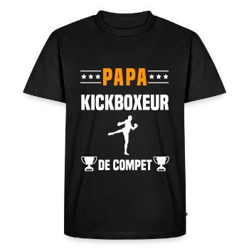 papa kickboxeur de compet cadeau papa kickboxing - T-shirt Premium bio Homme - noir - Devant - Nico (187cm)