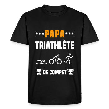 papa triathlète de compet cadeau papa triathlon - T-shirt Premium bio Homme - noir - Devant - Nico (187cm)