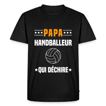 papa handballeur qui déchire papa handball - T-shirt Premium bio Homme - noir - Devant - Nico (187cm)