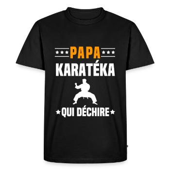 papa karatéka qui déchire papa karaté - T-shirt Premium bio Homme - noir - Devant - Nico (187cm)