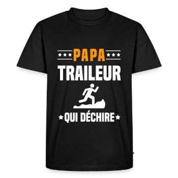 papa traileur qui déchire papa trail - T-shirt Premium bio Homme - noir - Devant - Nico (187cm)