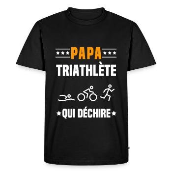 papa triathlète qui déchire papa triathlon - T-shirt Premium bio Homme - noir - Devant - Nico (187cm)
