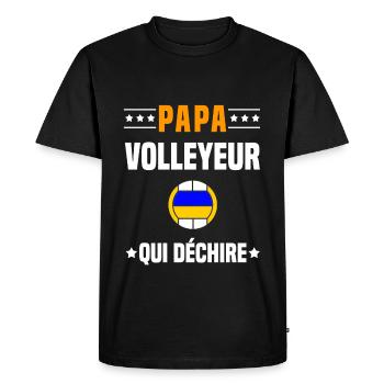 papa volleyeur qui déchire papa volleyball - T-shirt Premium bio Homme - noir - Devant - Nico (187cm)