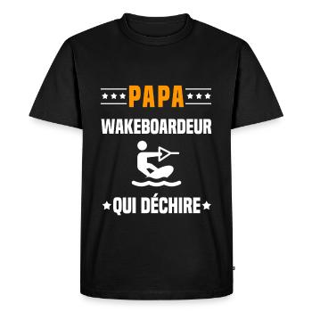 papa wakeboardeur qui déchire papa wakeboard - T-shirt Premium bio Homme - noir - Devant - Nico (187cm)