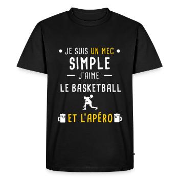 mec simple basketball sport et apéro - T-shirt Premium bio Homme - noir - Devant - Nico (187cm)