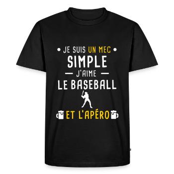 mec simple baseball baseballeur et apéro - T-shirt Premium bio Homme - noir - Devant - Nico (187cm)