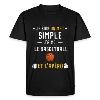 mec simple basketball et apéro - T-shirt Premium bio Homme - noir - Devant - Nico (187cm)