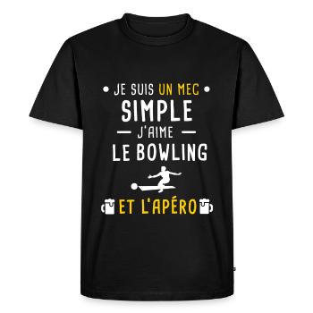mec simple bowling et apéro - T-shirt Premium bio Homme - noir - Devant - Nico (187cm)