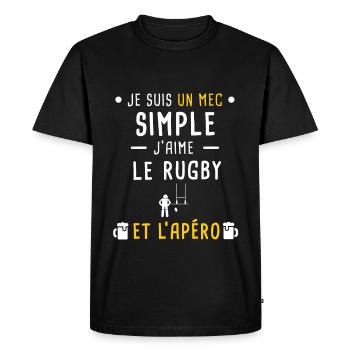 mec simple rugby sport et apéro - T-shirt Premium bio Homme - noir - Devant - Nico (187cm)
