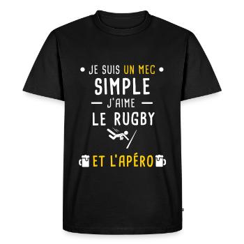 mec simple rugby et apéro - T-shirt Premium bio Homme - noir - Devant - Nico (187cm)