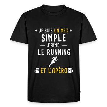 mec simple running et apéro - T-shirt Premium bio Homme - noir - Devant - Nico (187cm)