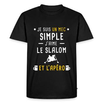 mec simple slalom et apéro - T-shirt Premium bio Homme - noir - Devant - Nico (187cm)