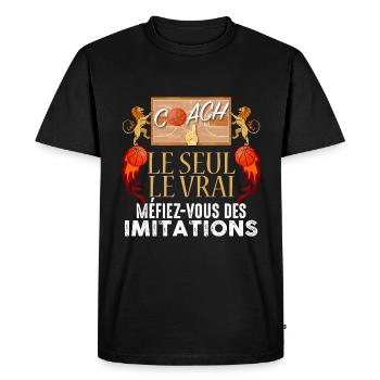 Entraineur basket humour Coach - T-shirt Premium bio Homme - noir - Devant - Nico (187cm)