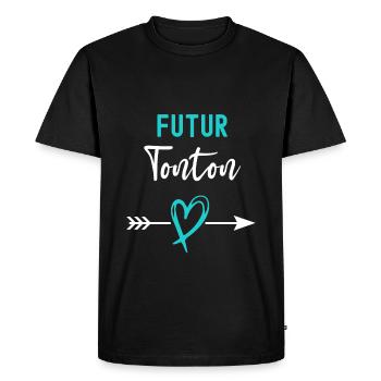 Futur Tonton oncle cadeau annonce grossesse tonton - T-shirt Premium bio Homme - noir - Devant - Nico (187cm)
