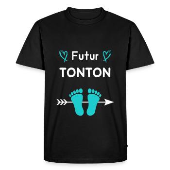 Futur Tonton oncle annonce grossesse tonton - T-shirt Premium bio Homme - noir - Devant - Nico (187cm)