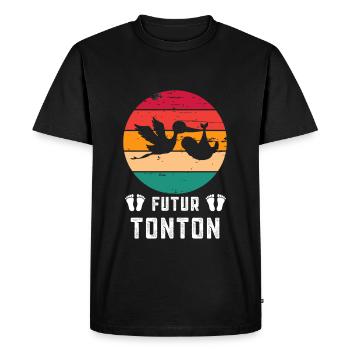 Futur Tonton oncle annonce grossesse retro - T-shirt Premium bio Homme - noir - Devant - Nico (187cm)