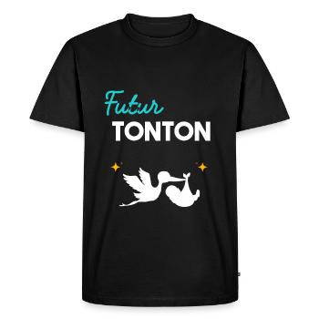 cadeau naissance grossesse oncle Futur Tonton - T-shirt Premium bio Homme - noir - Devant - Nico (187cm)