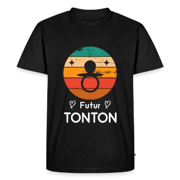 Futur Tonton oncle naissance grossesse retro - T-shirt Premium bio Homme - noir - Devant - Nico (187cm)