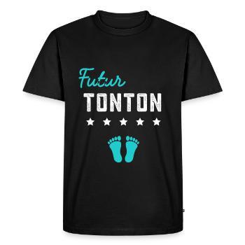 Futur Tonton cadeau grossesse famille oncle - T-shirt Premium bio Homme - noir - Devant - Nico (187cm)