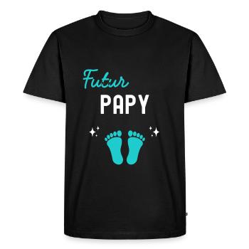 futur papy cadeau naissance grossesse papy - T-shirt Premium bio Homme - noir - Devant - Nico (187cm)