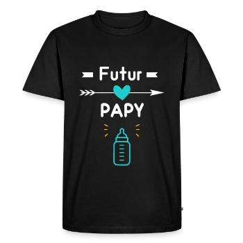 annonce grossesse papy grand-père futur papy - T-shirt Premium bio Homme - noir - Devant - Nico (187cm)