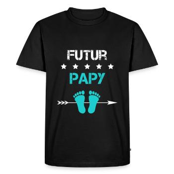 annonce grossesse papy grand-père pour futur papy - T-shirt Premium bio Homme - noir - Devant - Nico (187cm)