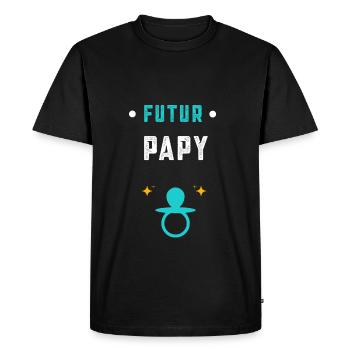 annonce grossesse cadeau futur papy - T-shirt Premium bio Homme - noir - Devant - Nico (187cm)