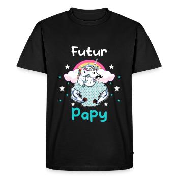 futur papy licorne annonce grossesse grand-père - T-shirt Premium bio Homme - noir - Devant - Nico (187cm)