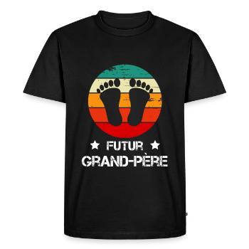 futur grand-père papy annonce grossesse vintage - T-shirt Premium bio Homme - noir - Devant - Nico (187cm)
