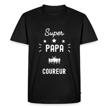 super papa coureur marathon fête des pères - T-shirt Premium bio Homme - noir - Devant - Nico (187cm)
